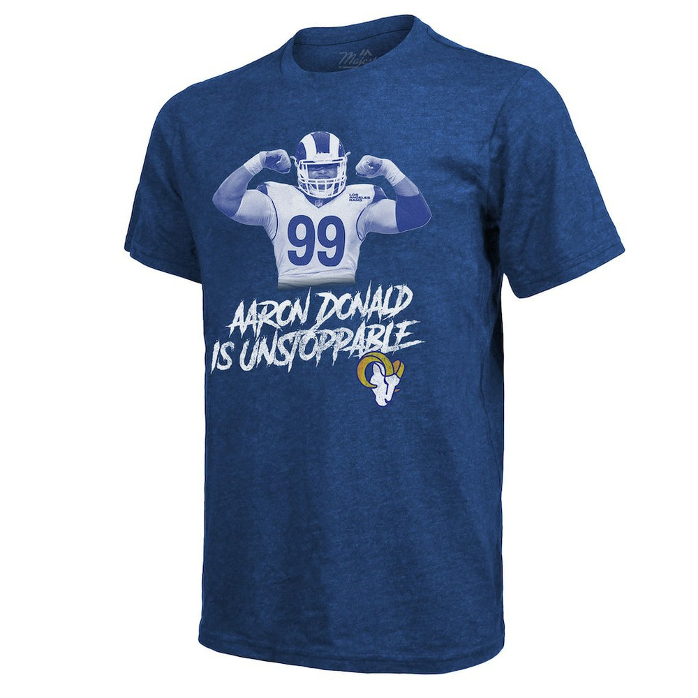 Aaron Donald Los Angeles Rams Majestic Threads Tri-Blend Player Graphic T-Shirt Royal - NFL