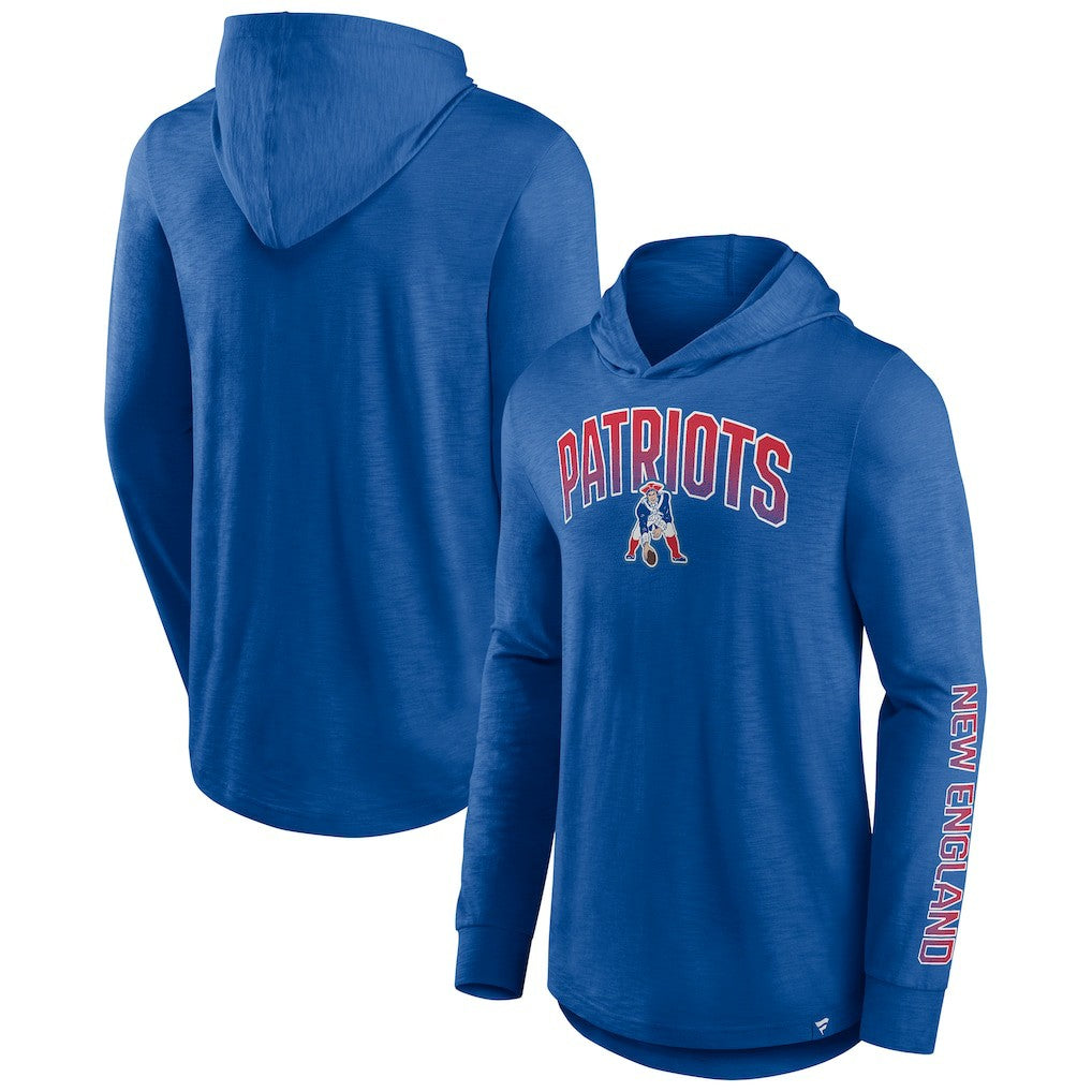 New England Patriots Front Runner Long Sleeve Hooded T-Shirt Royal - Fanatics