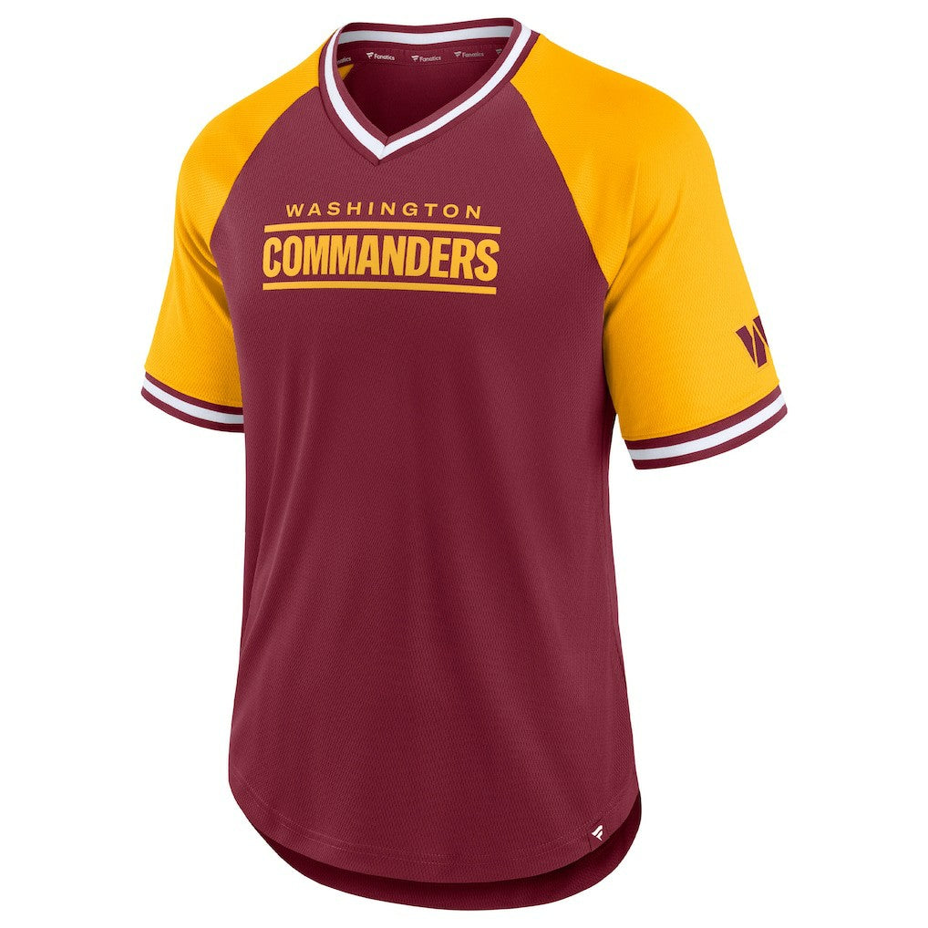 Washington Commanders Second Wind Raglan V-Neck T-Shirt Burgundy/Gold - Fanatics