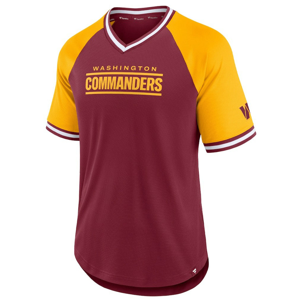 Washington Commanders Second Wind Raglan V-Neck T-Shirt Burgundy/Gold - Fanatics