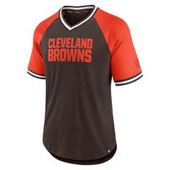 Cleveland Browns Second Wind Raglan V-Neck T-Shirt Brown/Orange - Fanatics
