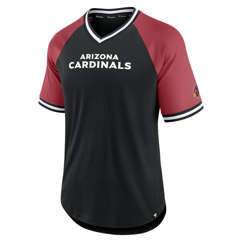 Arizona Cardinals Second Wind Raglan V-Neck T-Shirt Black/Cardinal - Fanatics