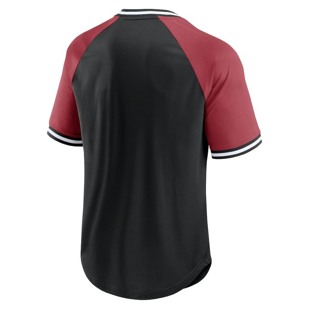 Arizona Cardinals Second Wind Raglan V-Neck T-Shirt Black/Cardinal - Fanatics