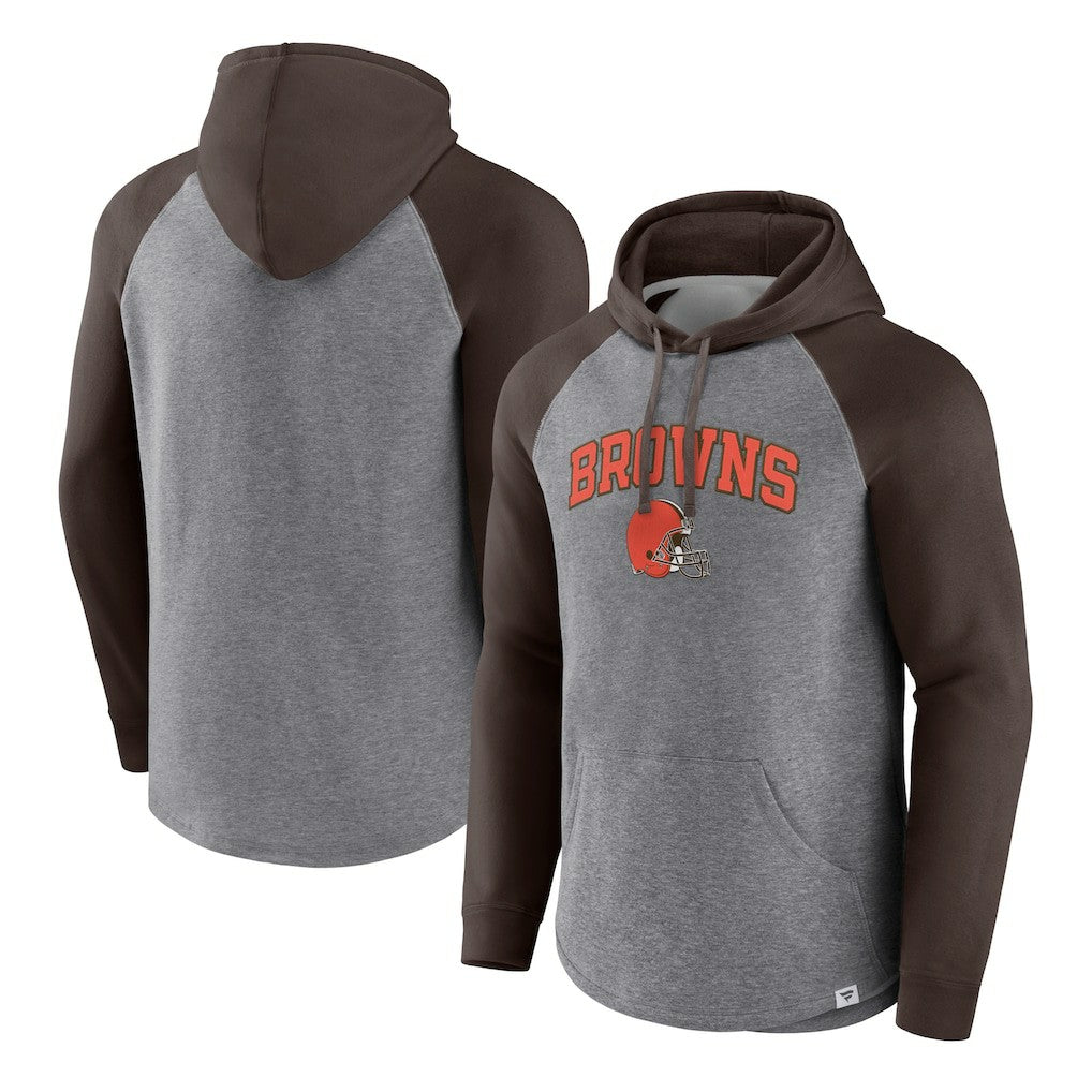 Cleveland Browns By Design Raglan Pullover Hoodie Heathered Gray/Brown - Fanatics