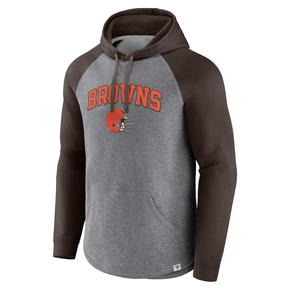 Cleveland Browns By Design Raglan Pullover Hoodie Heathered Gray/Brown - Fanatics