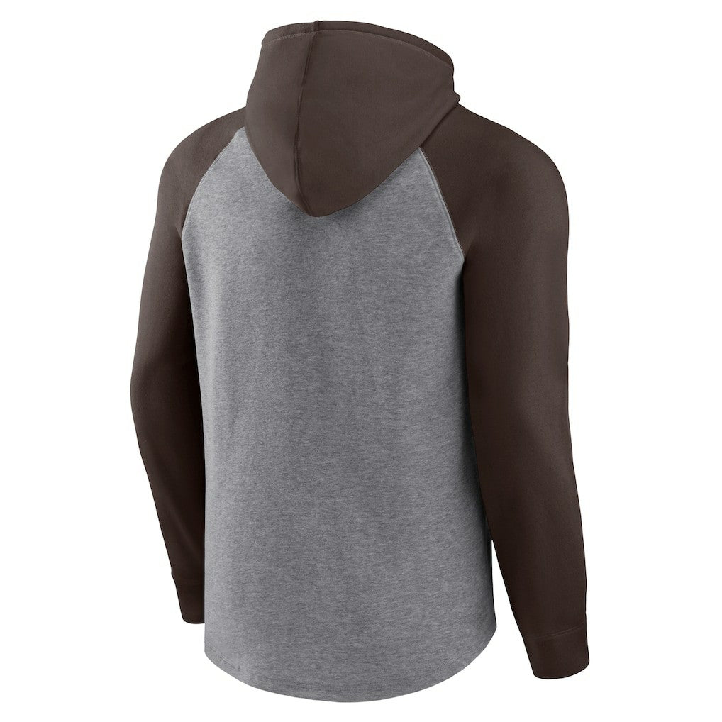 Cleveland Browns By Design Raglan Pullover Hoodie Heathered Gray/Brown - Fanatics