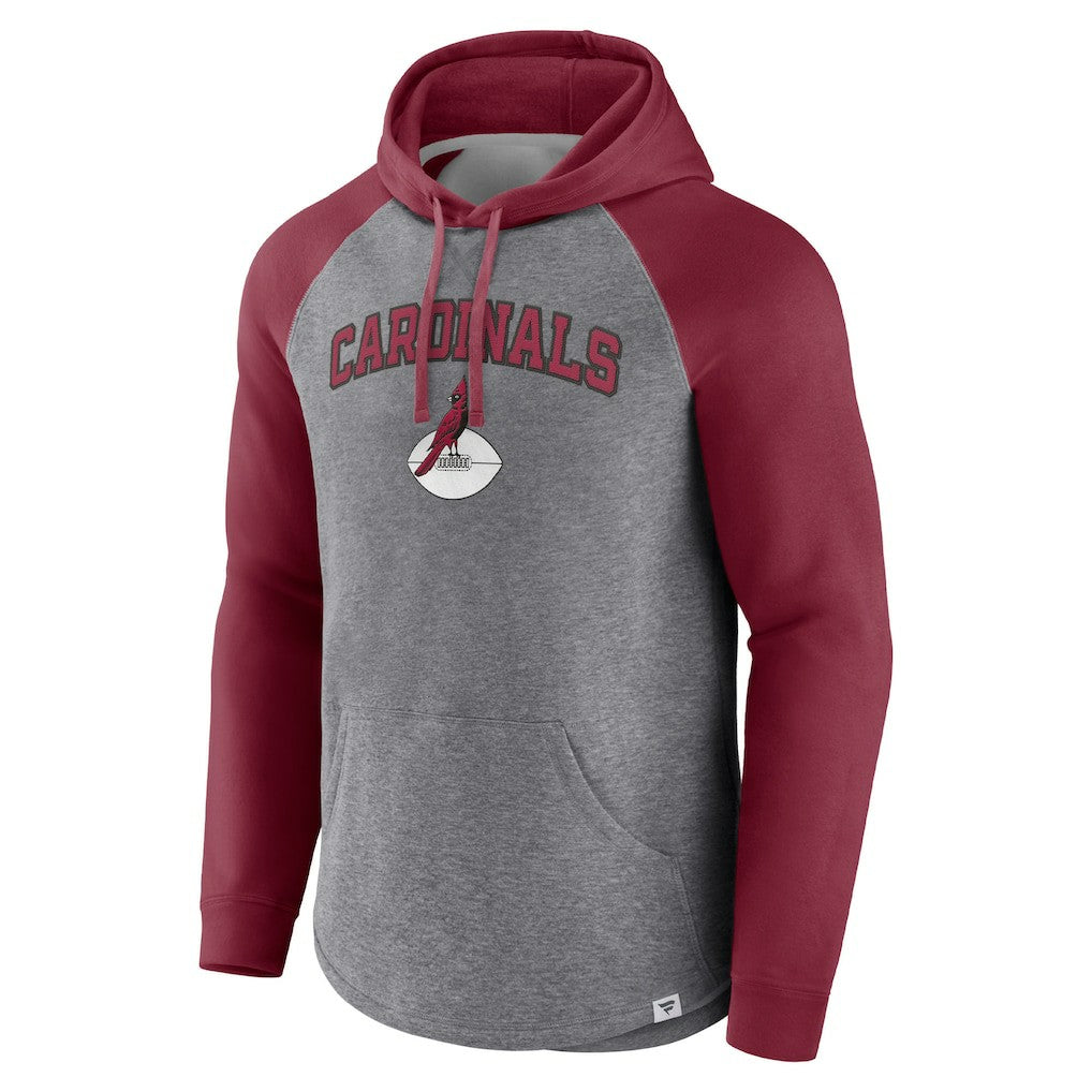 Arizona Cardinals By Design Raglan Pullover Hoodie Heathered Gray/Cardinal - Fanatics