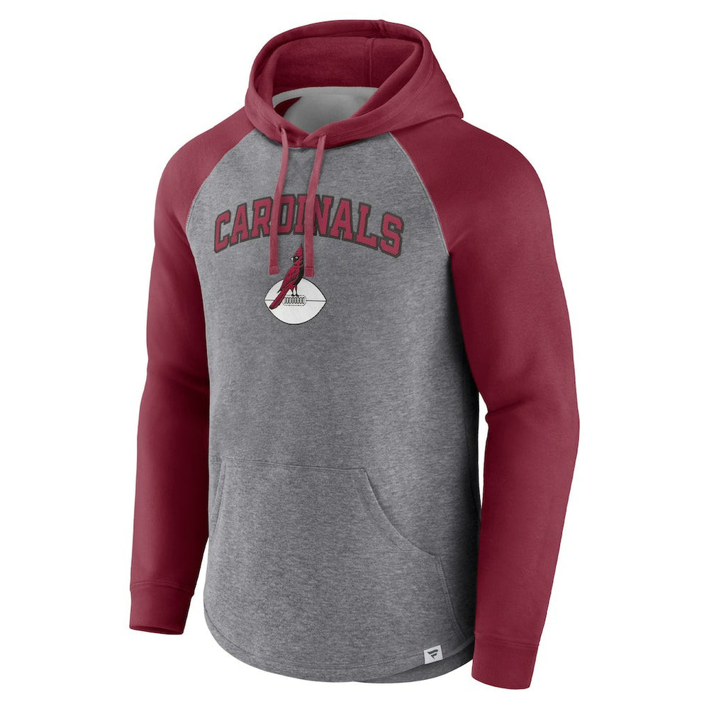Arizona Cardinals By Design Raglan Pullover Hoodie Heathered Gray/Cardinal - Fanatics