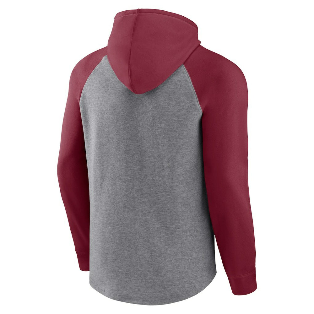 Arizona Cardinals By Design Raglan Pullover Hoodie Heathered Gray/Cardinal - Fanatics