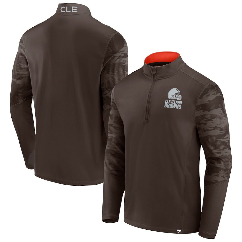 Cleveland Browns Ringer Quarter-Zip Jacket Brown - Fanatics