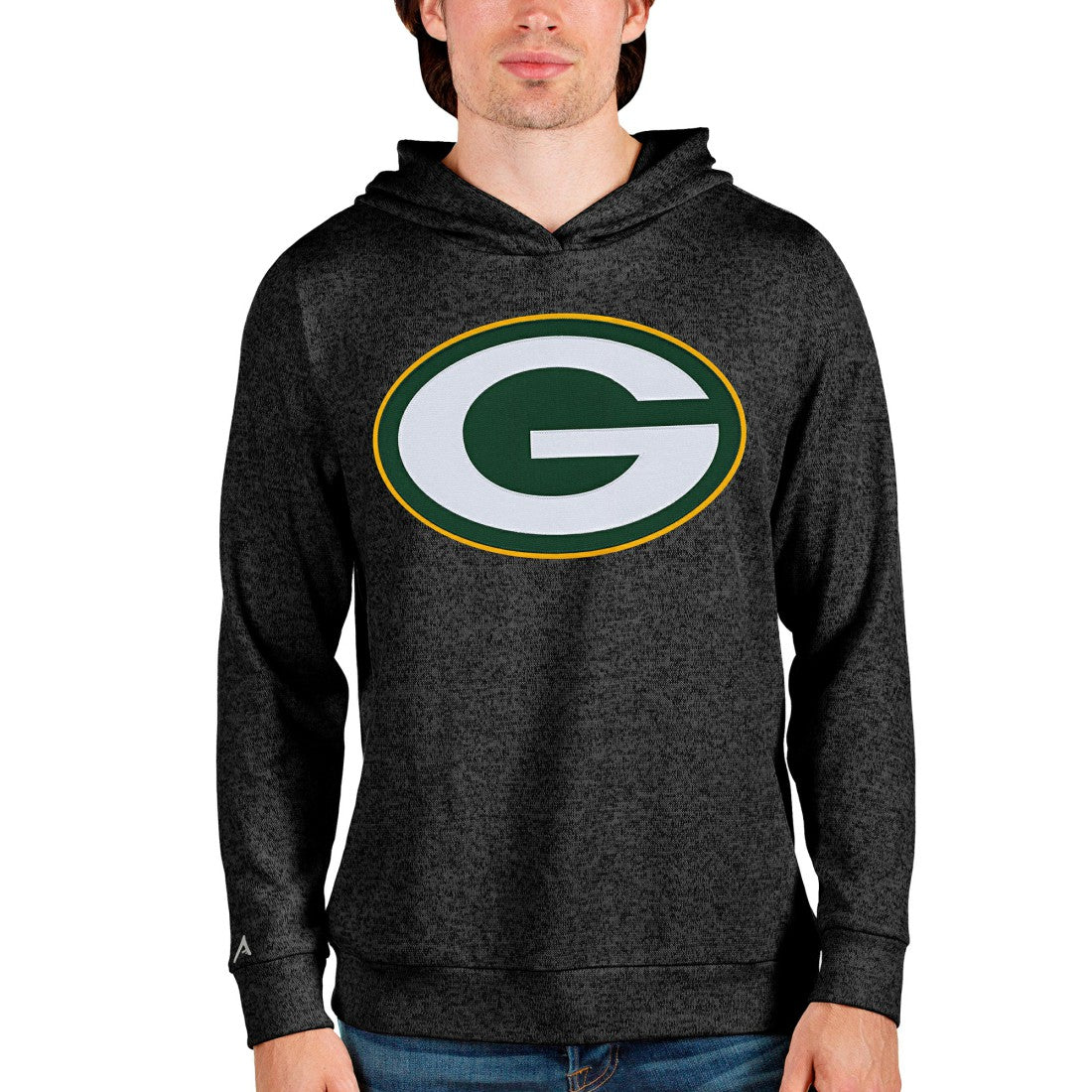 Green Bay Packers Antigua Team Absolute Pullover Hoodie Heathered Black - NFL