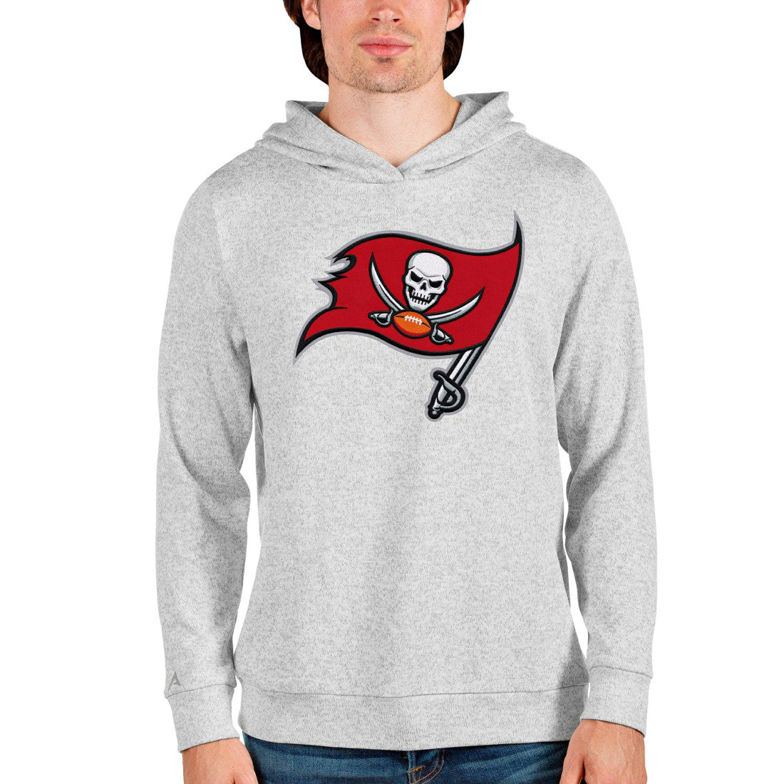 Tampa Bay Buccaneers Antigua Team Absolute Pullover Hoodie Heathered Gray - NFL