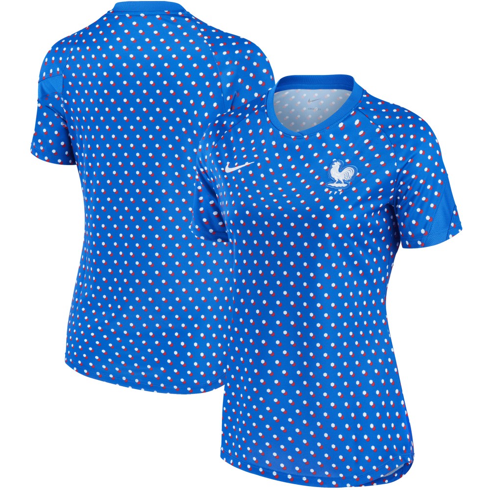 Nike France Women's National Team Women's 2022/23 Away Pre-Match Performance Top - Blue