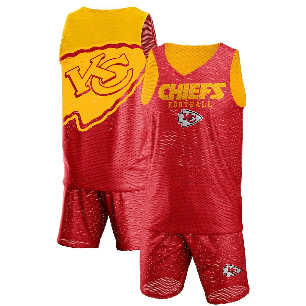 Kansas City Chiefs FOCO Colorblock Mesh V-Neck & Shorts Set Red - NFL