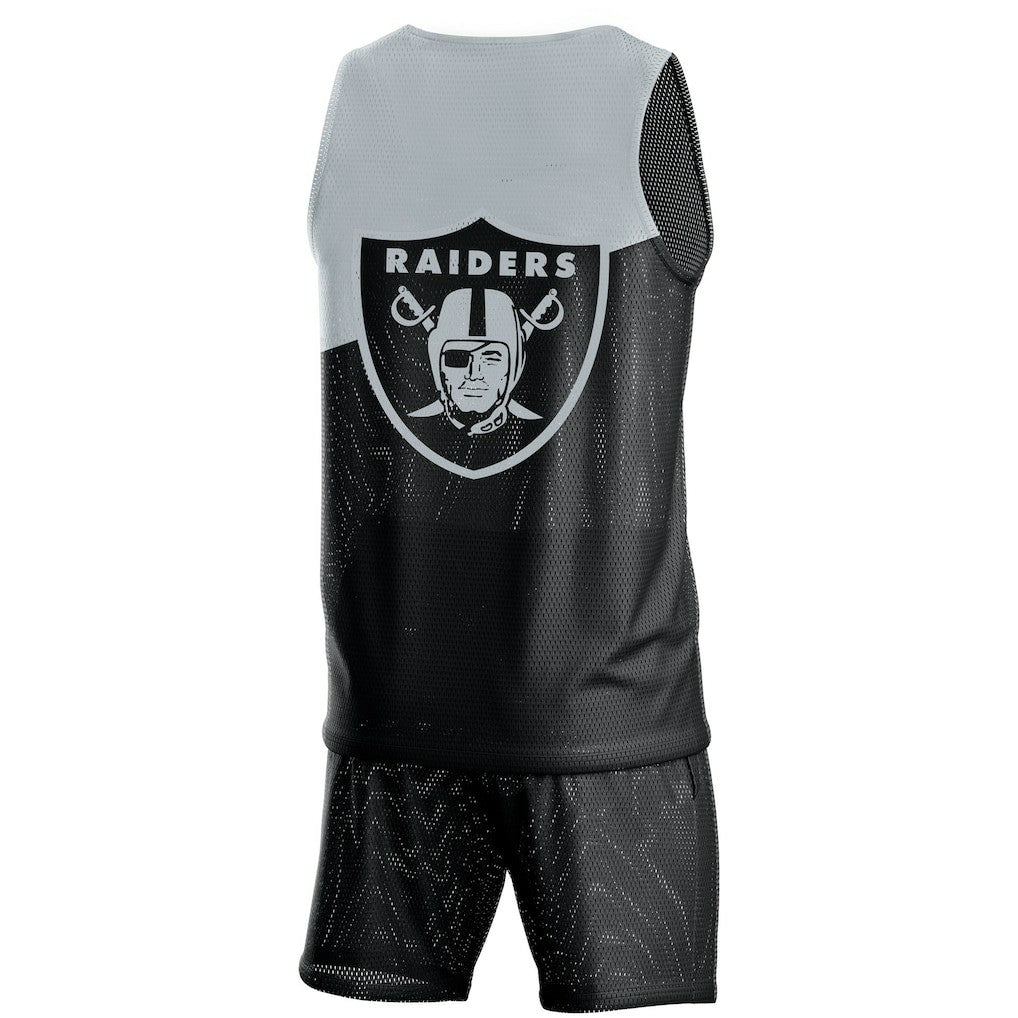 Las Vegas Raiders FOCO Colorblock Mesh V-Neck & Shorts Set Black - NFL