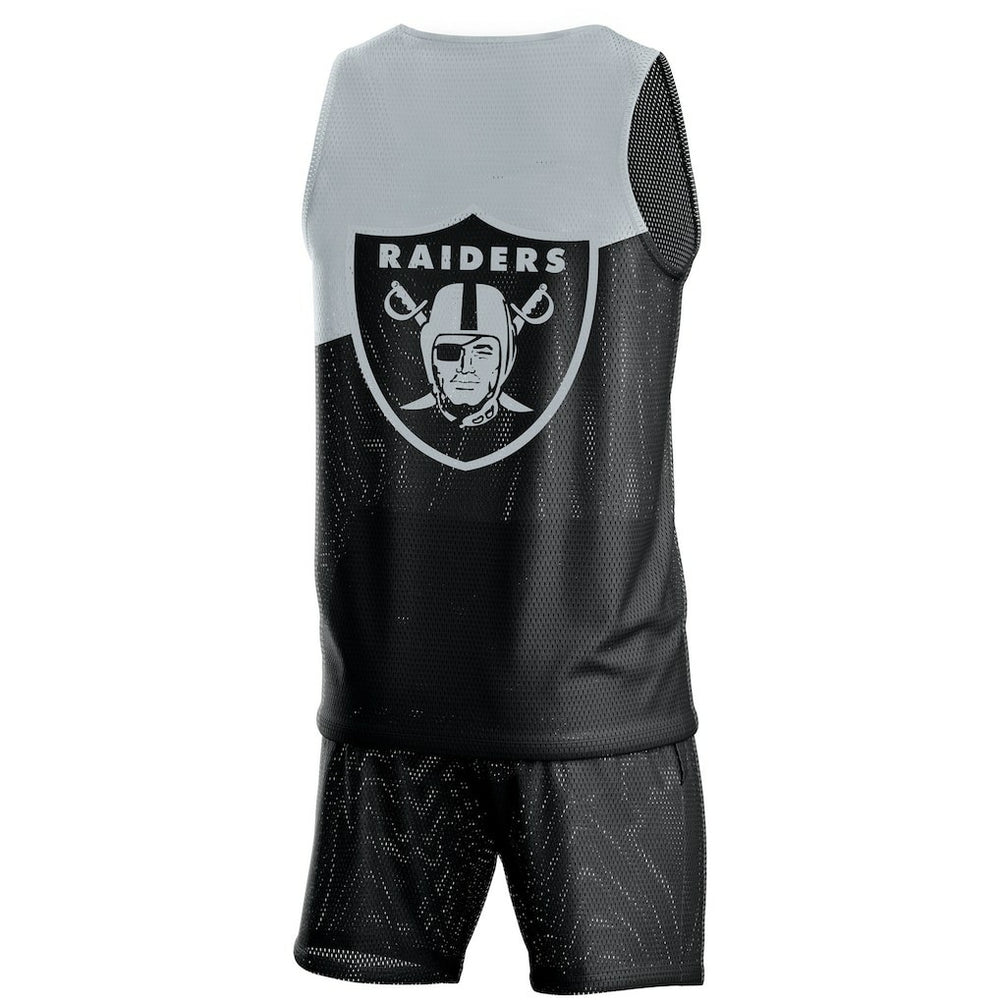 Las Vegas Raiders FOCO Colorblock Mesh V-Neck & Shorts Set Black - NFL