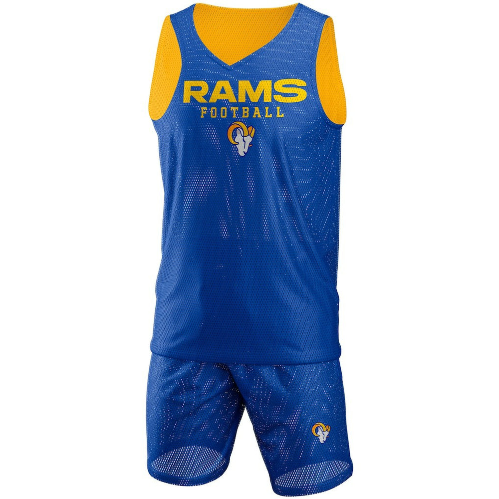 Los Angeles Rams FOCO Colorblock Mesh V-Neck & Shorts Set Royal - NFL