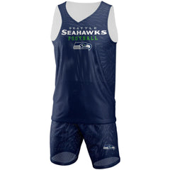 Seattle Seahawks FOCO Colorblock Mesh V-Neck & Shorts Set College Navy - NFL