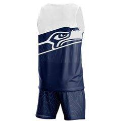 Seattle Seahawks FOCO Colorblock Mesh V-Neck & Shorts Set College Navy - NFL