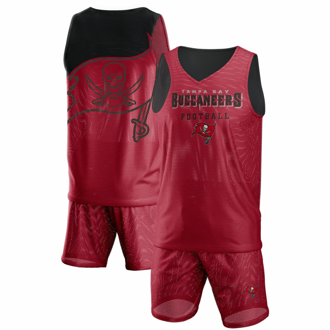 Tampa Bay Buccaneers FOCO Colorblock Mesh V-Neck & Shorts Set Red - NFL