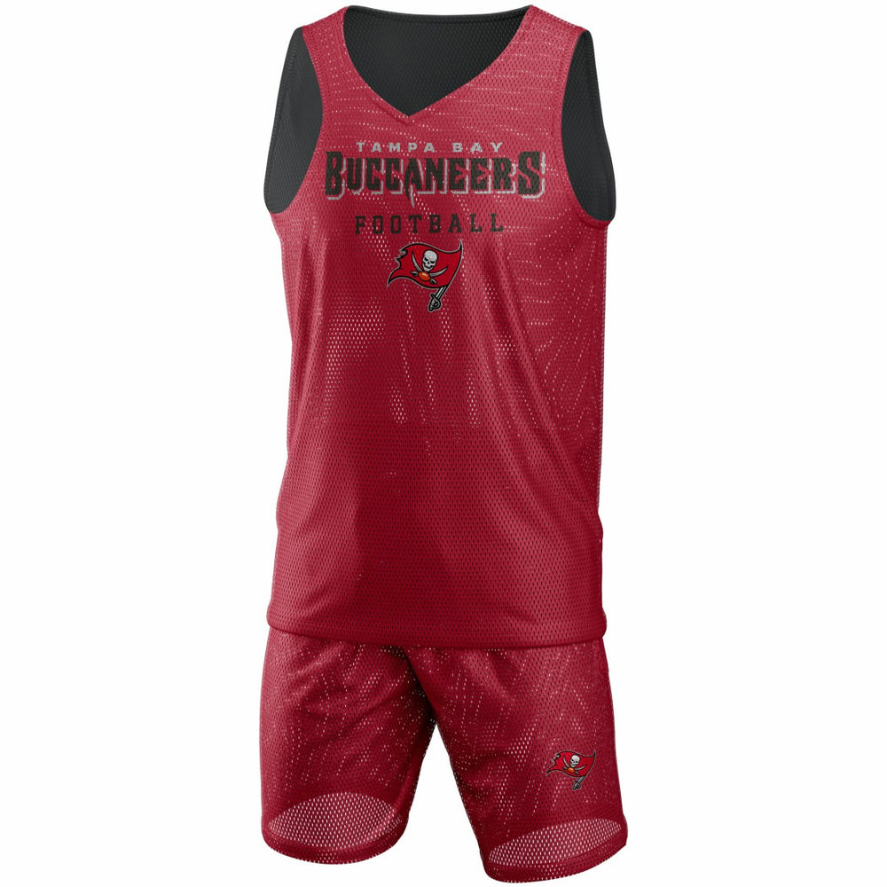 Tampa Bay Buccaneers FOCO Colorblock Mesh V-Neck & Shorts Set Red - NFL