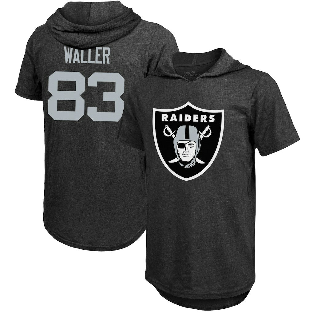 Darren Waller Las Vegas Raiders Majestic Threads Player Name & Number Tri-Blend Hoodie T-Shirt Black - NFL
