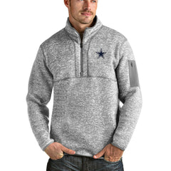 Dallas Cowboys Antigua Fortune Quarter-Zip Pullover Jacket Heathered Gray - NFL