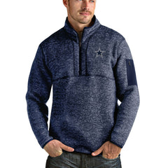 Dallas Cowboys Antigua Fortune Quarter-Zip Pullover Jacket Heathered Navy - NFL