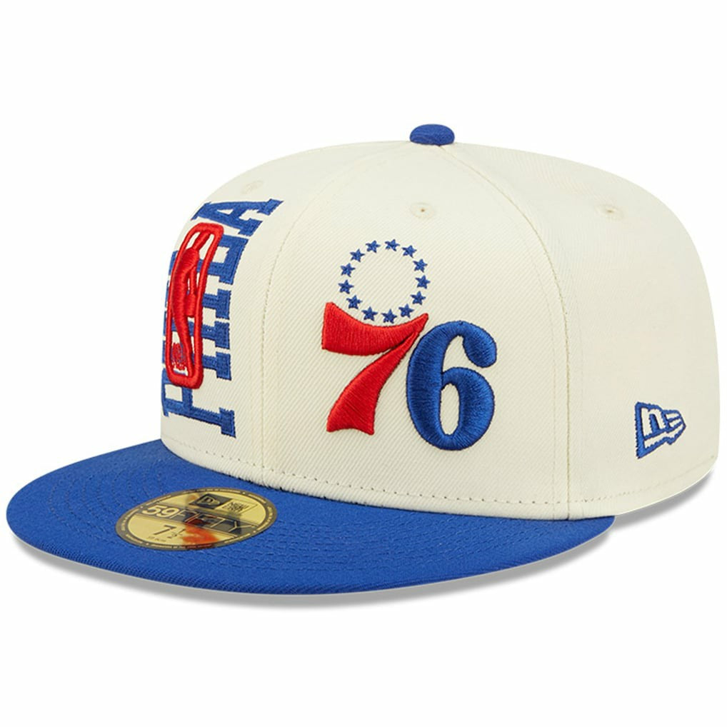 New Era - Philadelphia 76ers 2022 NBA Draft 59FIFTY Fitted Hat - Cream/Royal