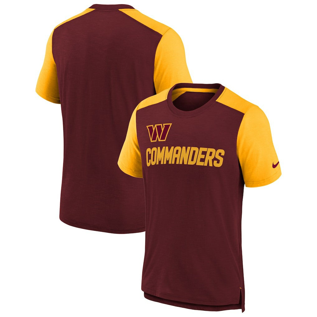 Washington Commanders Youth Colorblock Team Name T-Shirt Heathered Burgundy/Heathered Gold - Nike