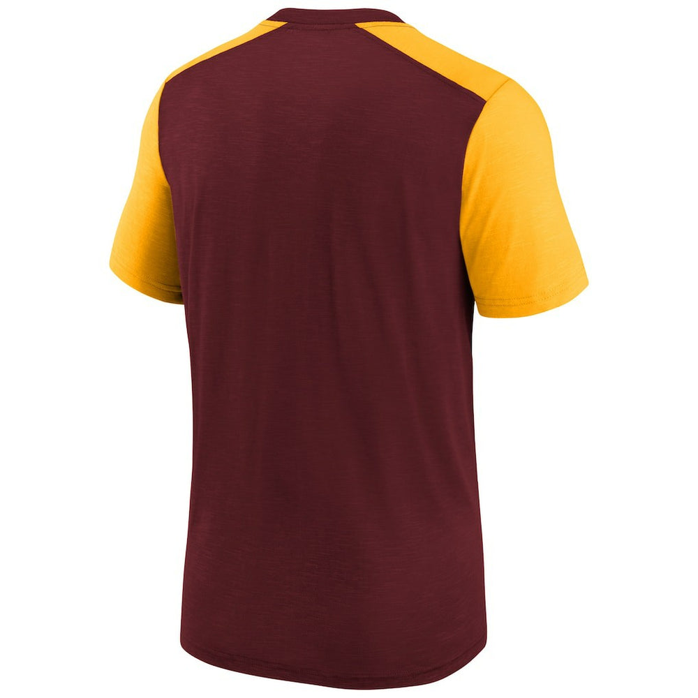 Washington Commanders Youth Colorblock Team Name T-Shirt Heathered Burgundy/Heathered Gold - Nike
