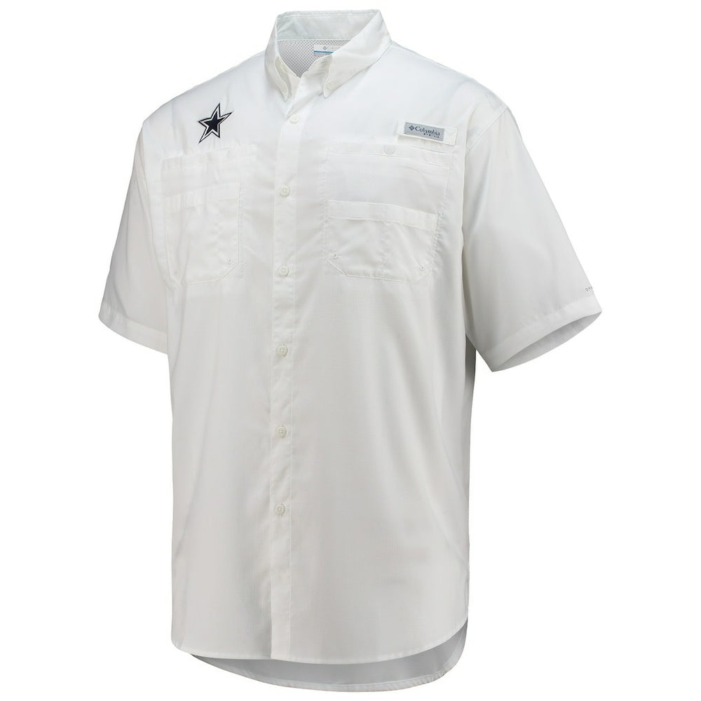 Dallas Cowboys Tamiami Omni-Shade Button-Down Short Sleeve Shirt White - Columbia