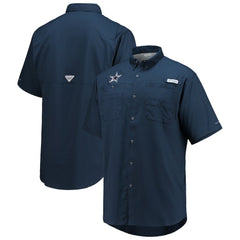 Dallas Cowboys Tamiami Omni-Shade Button-Down Short Sleeve Shirt Navy - Columbia