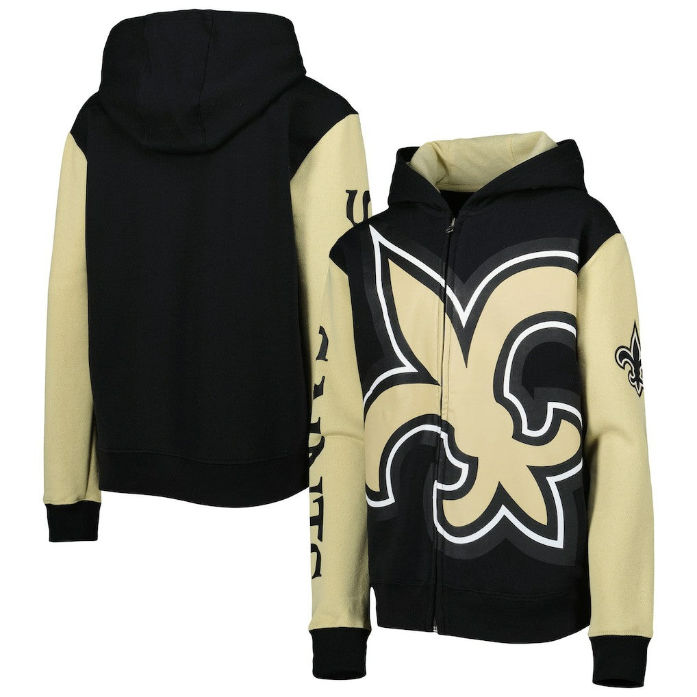 New Orleans Saints Youth Poster Board Full-Zip Hoodie Black/Gold - NFL