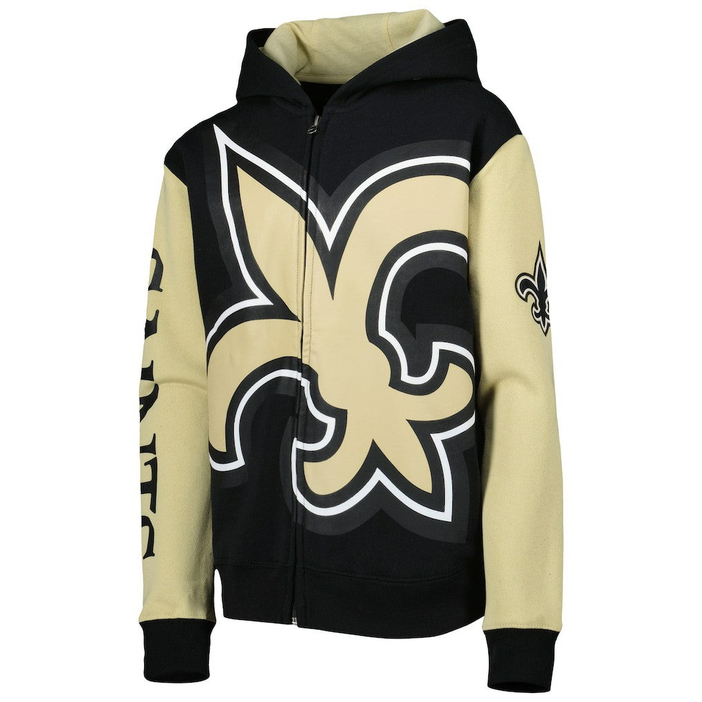 New Orleans Saints Youth Poster Board Full-Zip Hoodie Black/Gold - NFL