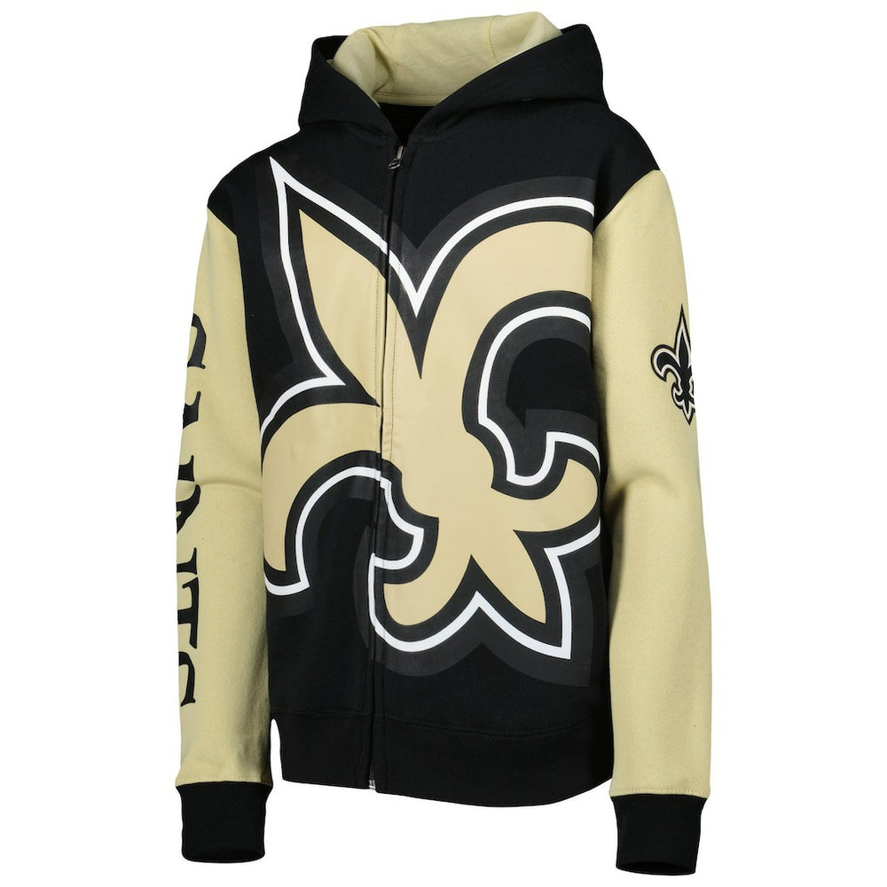 New Orleans Saints Youth Poster Board Full-Zip Hoodie Black/Gold - NFL