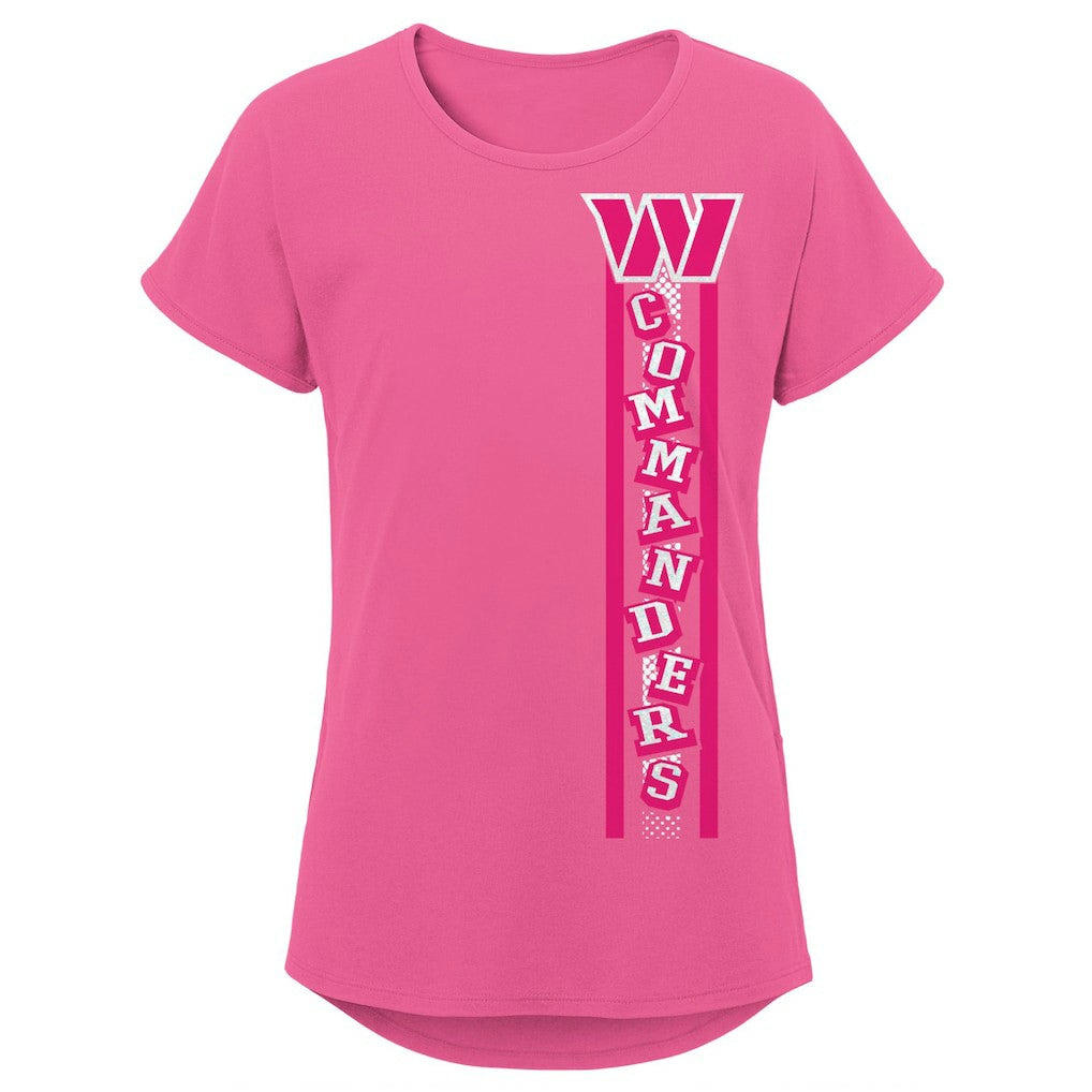 Washington Commanders Girls Youth Logo Fair Catch Dolman T-Shirt Pink - NFL