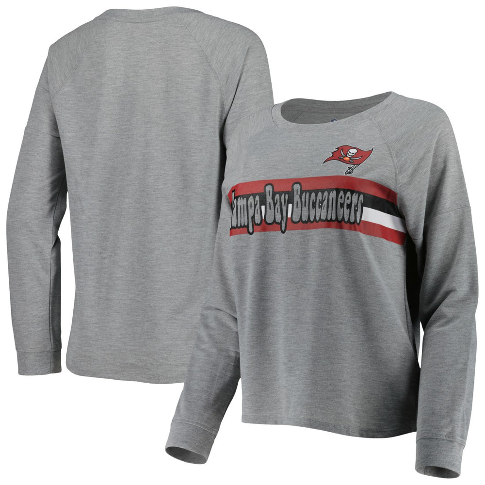 Tampa Bay Buccaneers Juniors All Striped Up Raglan Long Sleeve T-Shirt Heathered Gray - NFL