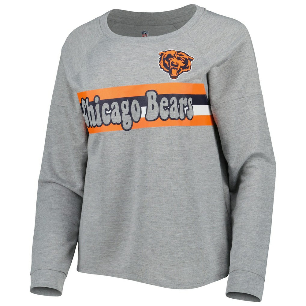 Chicago Bears Juniors All Striped Up Raglan Long Sleeve T-Shirt Heathered Gray - NFL