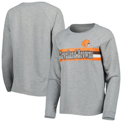 Cleveland Browns Juniors All Striped Up Raglan Long Sleeve T-Shirt Heathered Gray - NFL