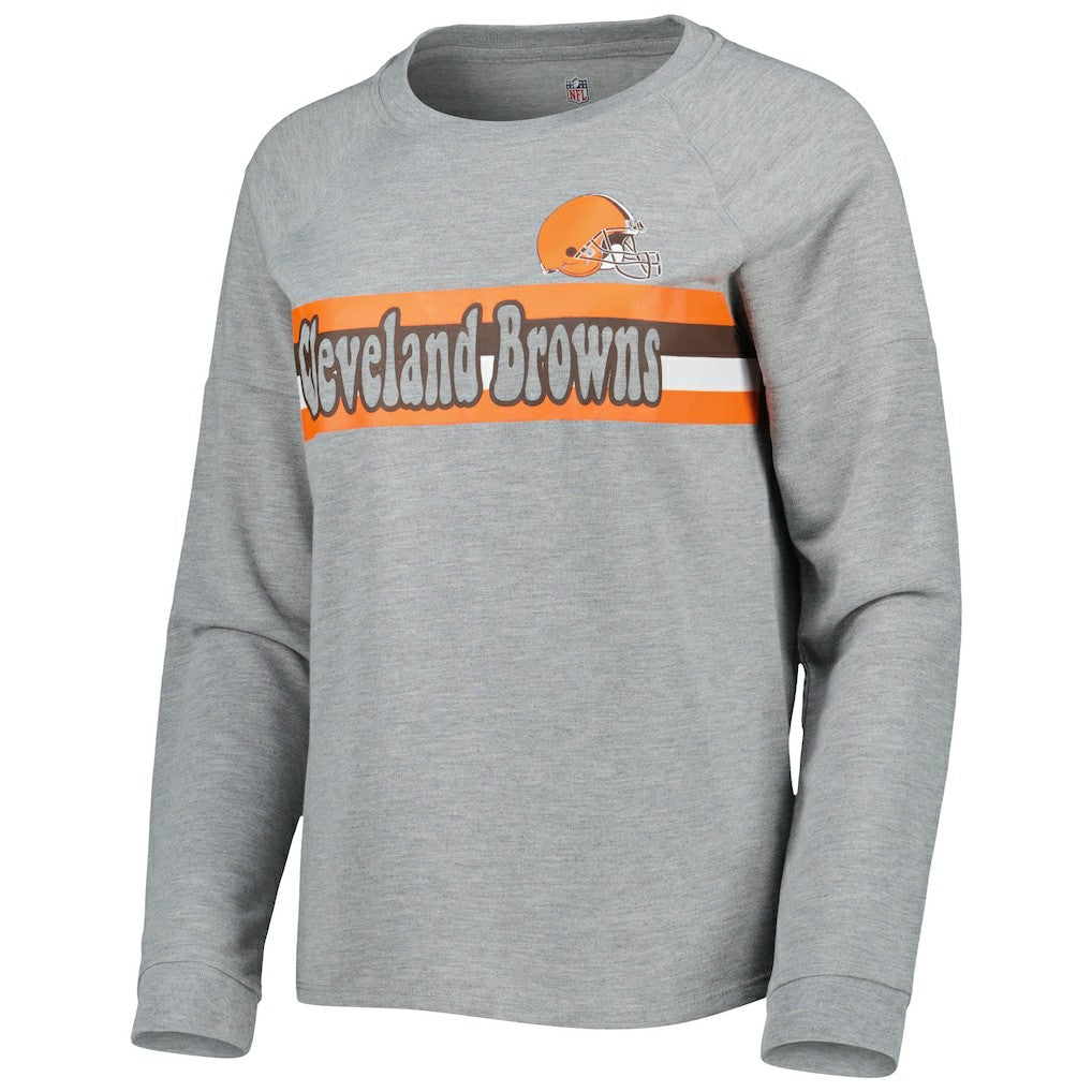 Cleveland Browns Juniors All Striped Up Raglan Long Sleeve T-Shirt Heathered Gray - NFL