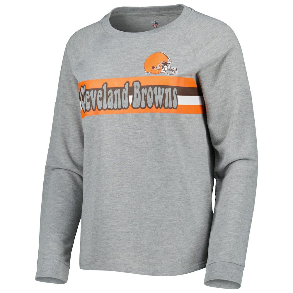 Cleveland Browns Juniors All Striped Up Raglan Long Sleeve T-Shirt Heathered Gray - NFL