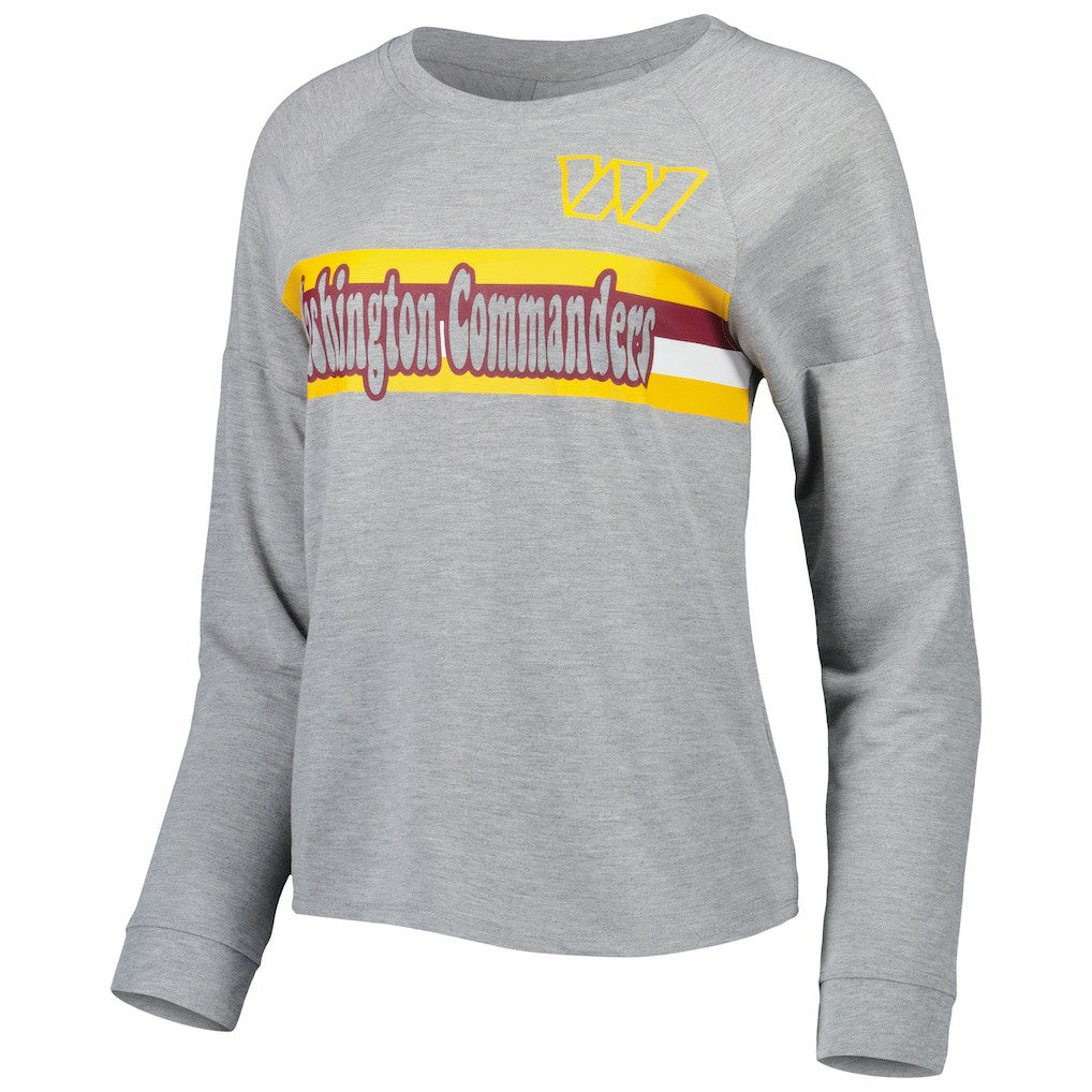 Washington Commanders Juniors All Striped Up Raglan Long Sleeve T-Shirt Heathered Gray - NFL