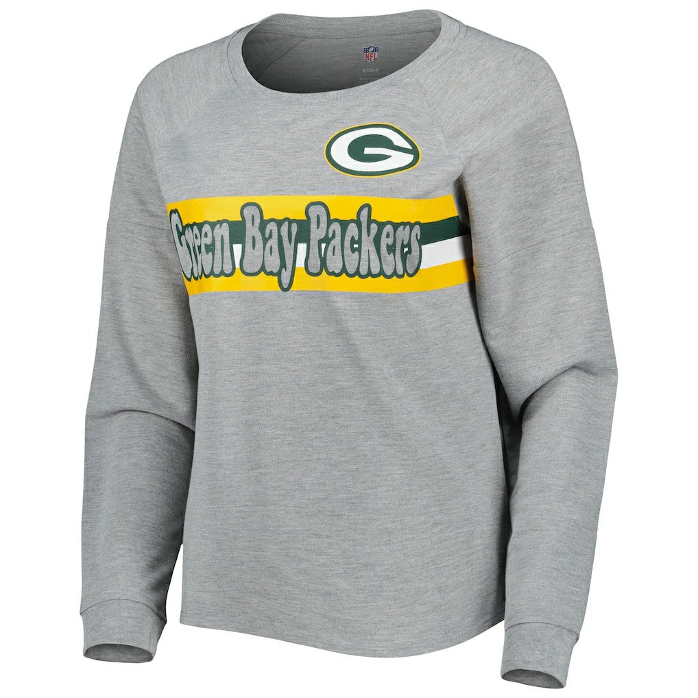 Green Bay Packers Juniors All Striped Up Raglan Long Sleeve T-Shirt Heathered Gray - NFL