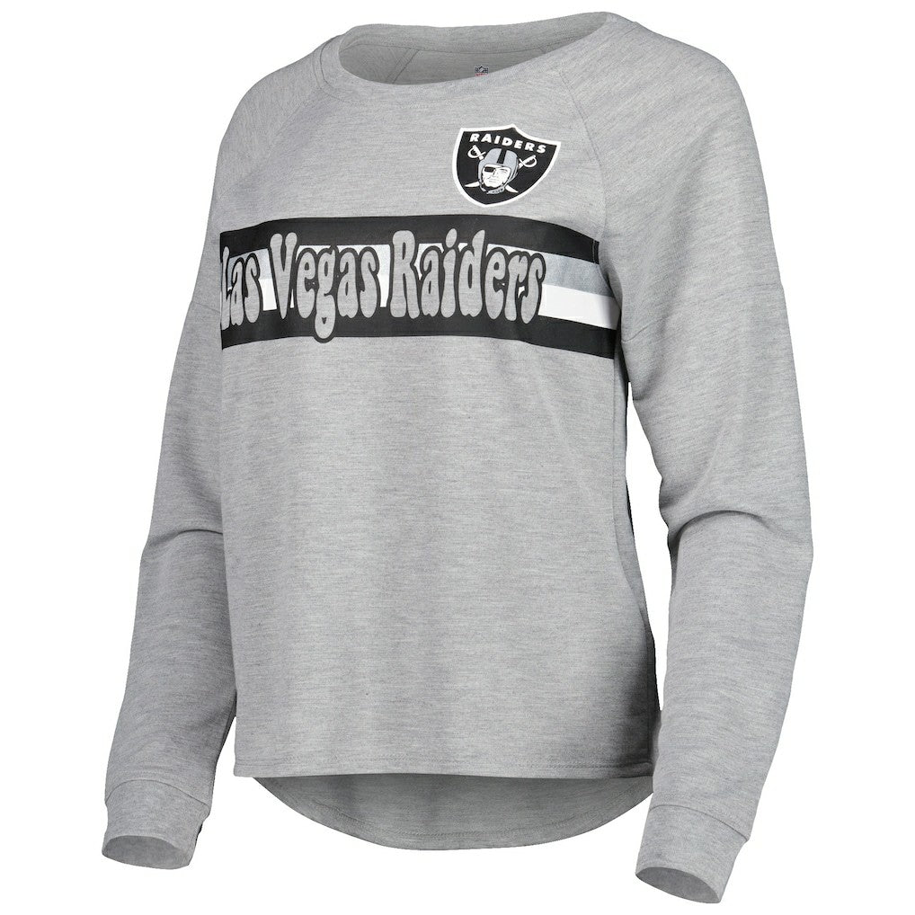 Las Vegas Raiders Juniors All Striped Up Raglan Long Sleeve T-Shirt Heathered Gray - NFL