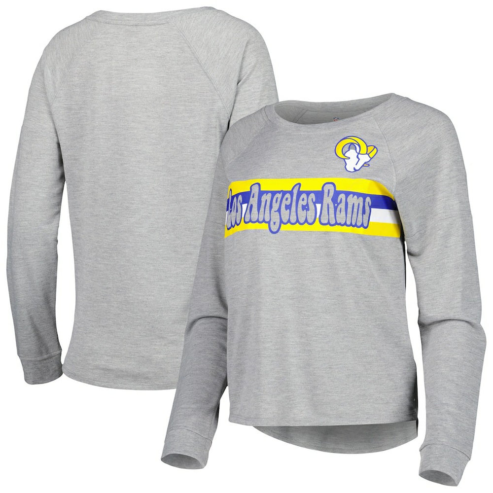 Los Angeles Rams Juniors All Striped Up Raglan Long Sleeve T-Shirt Heathered Gray - NFL