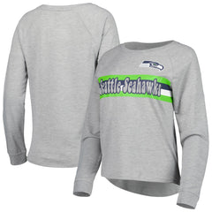 Seattle Seahawks Juniors All Striped Up Raglan Long Sleeve T-Shirt Heathered Gray - NFL