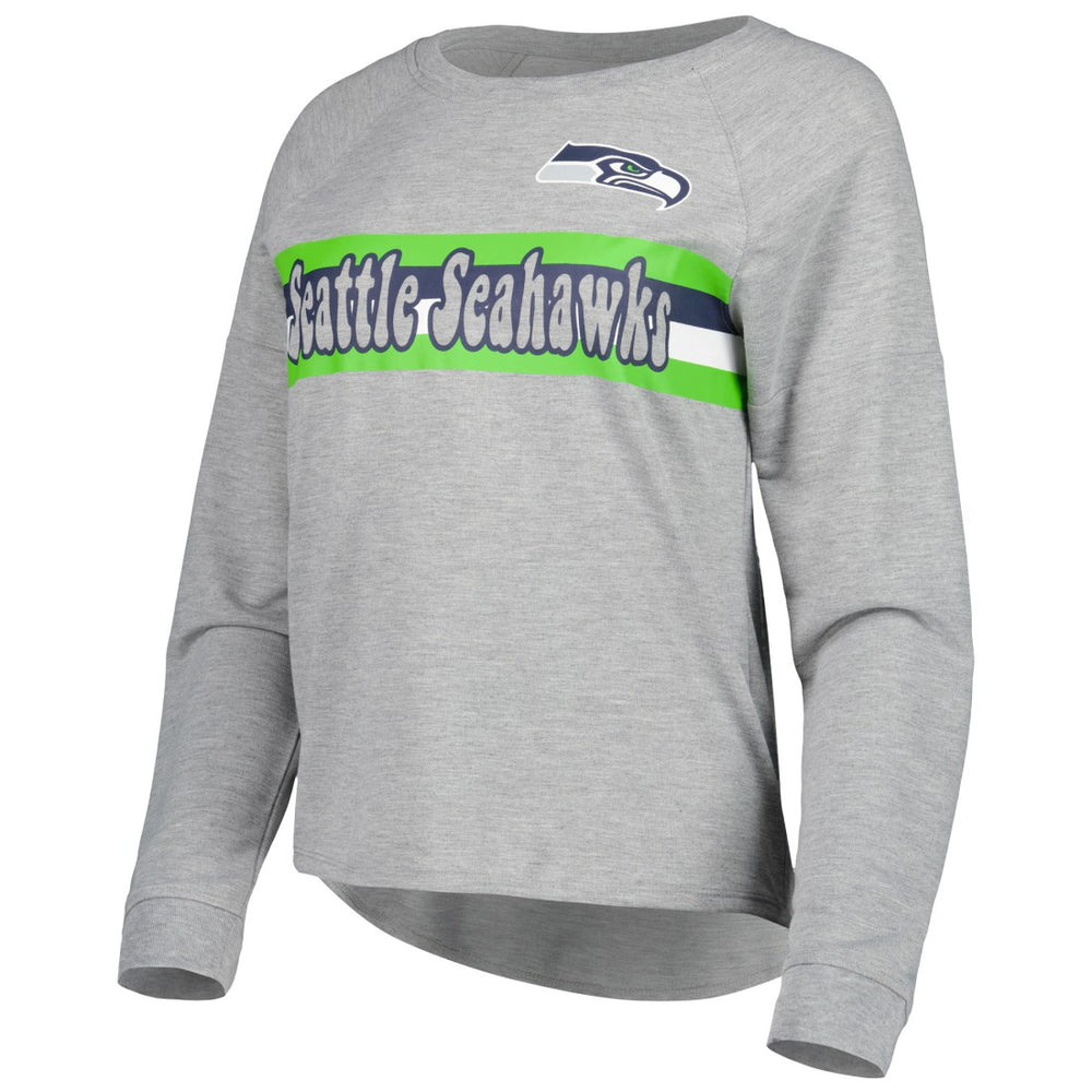Seattle Seahawks Juniors All Striped Up Raglan Long Sleeve T-Shirt Heathered Gray - NFL