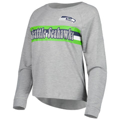 Seattle Seahawks Juniors All Striped Up Raglan Long Sleeve T-Shirt Heathered Gray - NFL