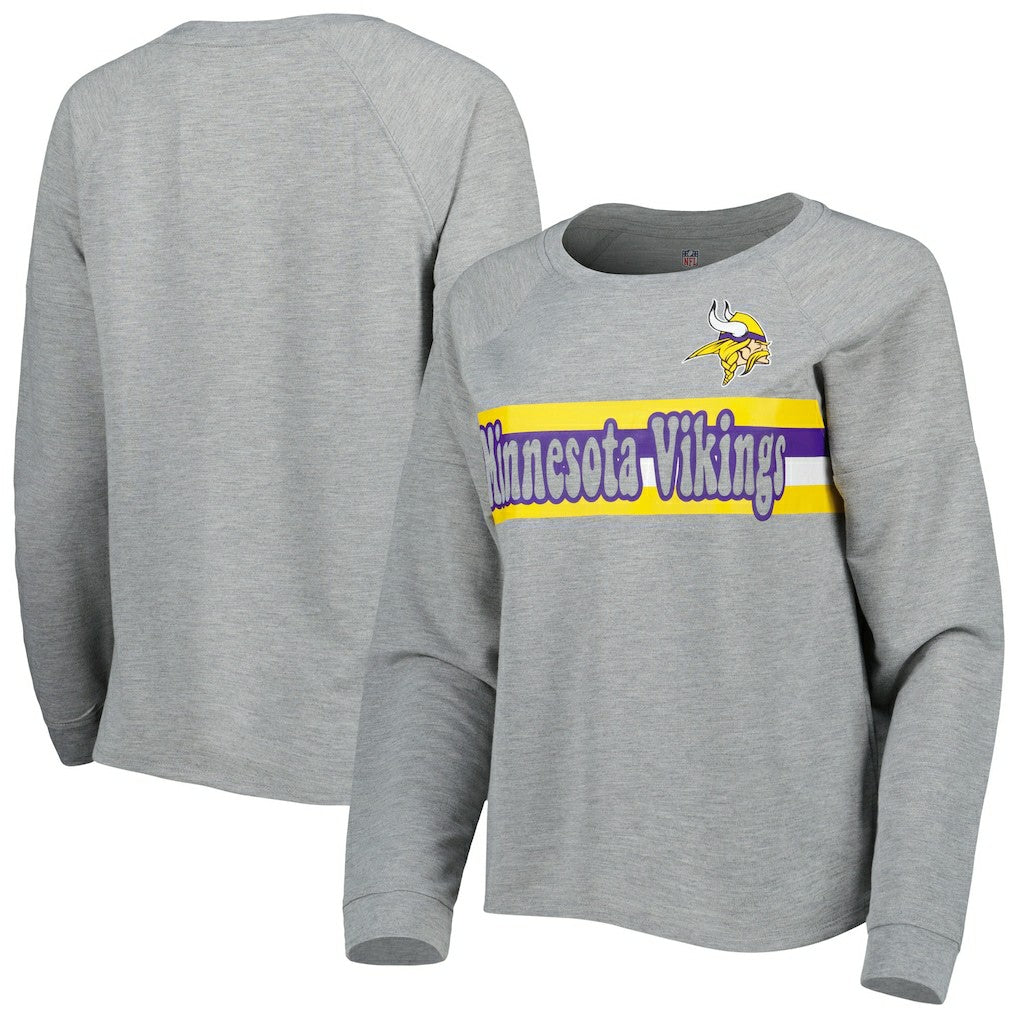 Minnesota Vikings Juniors All Striped Up Raglan Long Sleeve T-Shirt Heathered Gray - NFL